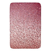 Rood Blush Roze glitter Sparkle Leopard Print Badmat (Voorkant Verticaal)