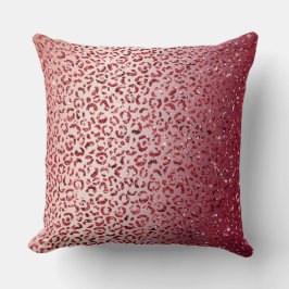 Rood Blush Roze glitter Sparkle Leopard Print Kussen