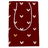 Rood Blush Roze Gouden Harten Medium Cadeauzakje (Voorkant)