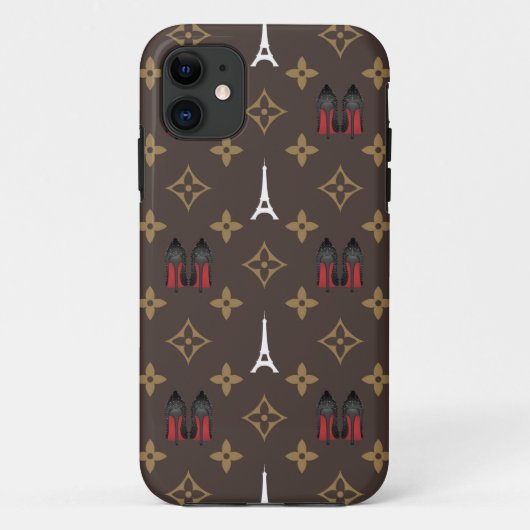 Rood bodemblad stilettos schoenhazels lv monogram Case-Mate iPhone case (Achterkant)