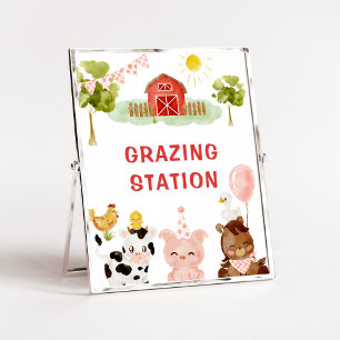 Rood boerderij barnyard grazing station verjaardag poster