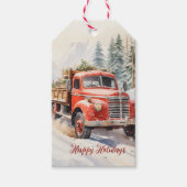 rood Boerderij truck rode schuur Cadeaulabel (Voorkant)