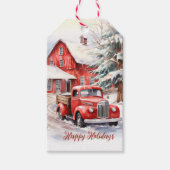  rood Boerderij truck rode schuur Cadeaulabel (Voorkant)