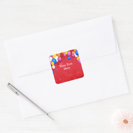 Rood Bokeh Ontwerp SJABLOON Vierkante Sticker (Envelop)