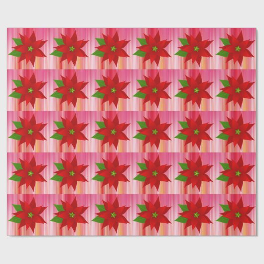 Rood bonkerompapier met Poinsettia Cadeaupapier (Vlak)