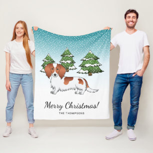 Rood Bonte Langharige Dachshund Hond - Winterbos Fleece Deken
