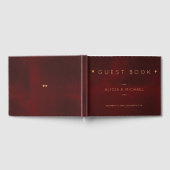 Rood bordeaux goud koper glam winter bruiloft gastenboek (Volledig)