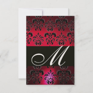 ROOD BORDEAUX ZWART DAMASKER MONOGRAM RSVP champag Kaartje