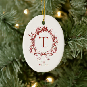 rood botanisch monogram keramisch ornament