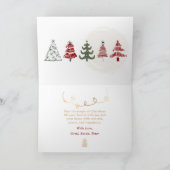 Rood: Bow & Trees Doodles Holiday Gevouwen Kaart (Binnen)