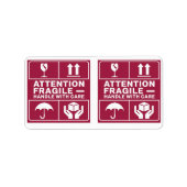 Rood breekbaar handvat met afbeeldingen voor wasla etiket (Voorkant)