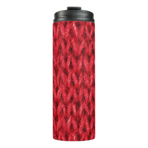 Rood breiwol textuur achtergrond. thermosbeker