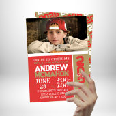 Rood & Brons Goud Afstuderen Fotouitnodiging Kaart