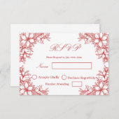 Rood Bruiloft RSVP met Bloemen graphics (Voorkant / Achterkant)