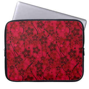 Rood Bruin Bloemen Rustieke mode Patroon Retro Laptop Sleeve