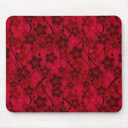Rood Bruin Bloemen Rustieke mode Patroon Retro Muismat (Voorkant)