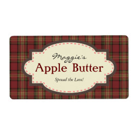 Rood & Bruin geruite Apple Butter Jam Jar Labels