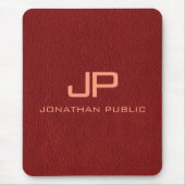 Rood bruin Leather Look Monogram Sjabloon Verticaa Muismat (Voorkant)