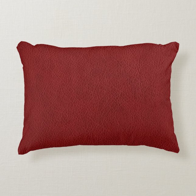 Rood bruin lederen look aangepaste tekst Sjabloon Accent Kussen (Voorkant)