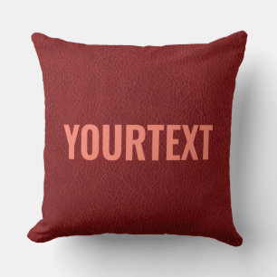 Rood bruin lederen look Jouw tekst dubbelzijdig to Kussen