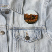 Rood bruin paard, herfst bossen. ronde button 5,7 cm (In situ)