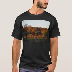 Rood bruin paard, herfst bossen. t-shirt