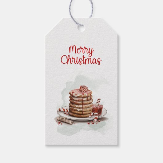  rood bruin Waterverf Candy Cane Pannenkoek Cadeaulabel (Voorkant)