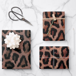Rood Bruin Zwart Leopard Dierenprint Inpakpapier Vel