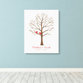 Rood bruine vogels Vingerprint Bouw bruiloft Canvas Afdruk (Insitu (Houten vloer))