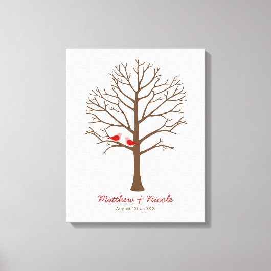 Rood bruine vogels Vingerprint Bouw bruiloft Canvas Afdruk (Voorkant)