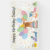 Rood Brussels Griffon-hond Verjaardagsfeestje Spandoek (Verticaal)