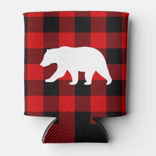 Rood buffelbord en wit Beer Blikjeskoeler (Voorkant)