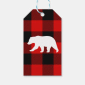 Rood buffelbord en wit Beer Cadeaulabel (Voorkant)