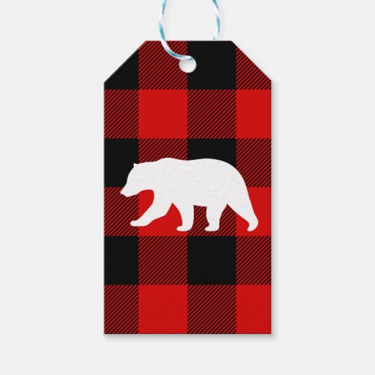 Rood buffelbord en wit Beer Cadeaulabel (Voorkant)
