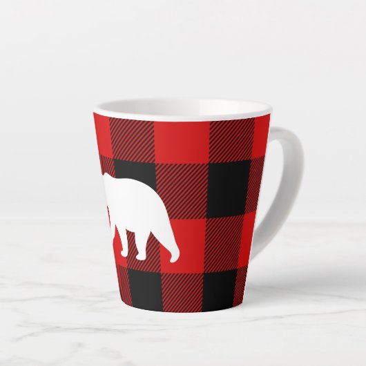 Rood buffelbord en wit Beer Latte Mok (Rechterhoek)
