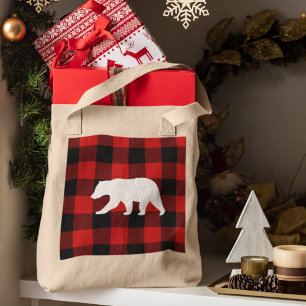 Rood buffelbord en wit Beer Tote Bag