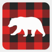 Rood buffelbord en wit Beer Vierkante Sticker (Voorkant)