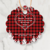 Rood buffelpatroon Bijbel Verse kerstpine Bedankjes Labels (Voorkant)