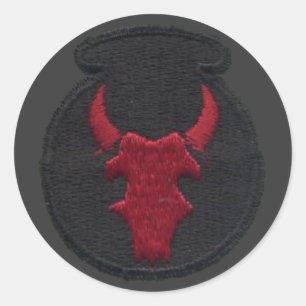 Rood bull Infanterieders Ronde Sticker