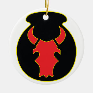 Rood Bull-pleister en crème keramisch versieringsm Keramisch Ornament