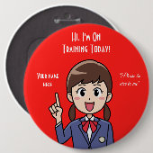 Rood Button treinwerknemer (Voorkant /achterkant)