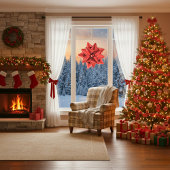 Rood cadeau extra, groot venster raamsticker