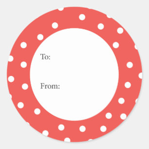 Rood cadeau Label met witte Stippen