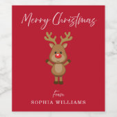 Rood Cadeau met kerstkerstkerstkerstkerstkerstkers Wijn Etiket (Enkel label)