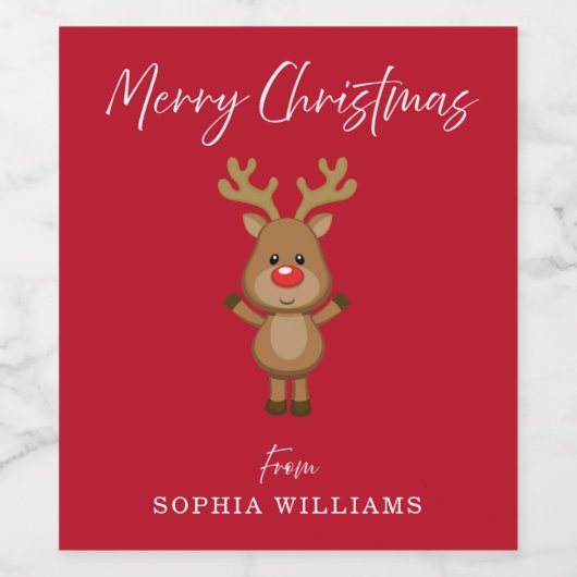 Rood Cadeau met kerstkerstkerstkerstkerstkerstkers Wijn Etiket (Enkel label)