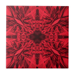 Rood caleidoscoop sterpatroon tegeltje