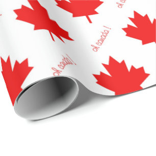 Rood Canadees maffelblad op wit Cadeaupapier