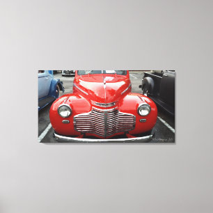 Rood Chevy 1941 Coupe Triptiek Canvas Print