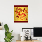 Rood Chinees Jaar van de Draak Poster (Thuiskantoor)