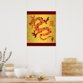 Rood Chinees Jaar van de Draak Poster (Keuken)